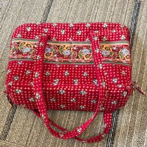 Vera Bradley Red Quilted Satchel with Whimsical Design